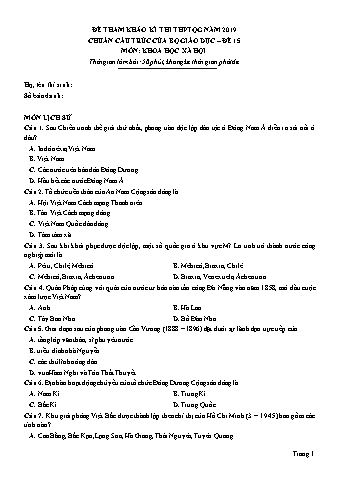 Đề tham khảo kì thi THPT Quốc gia năm 2019 môn Khoa học xã hội (chuẩn cấu trúc của Bộ Giáo dục) - Đề 15 (Có đáp án)