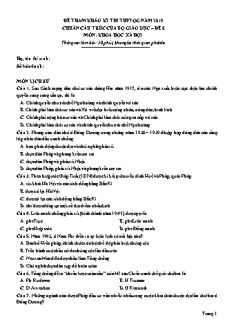 Đề tham khảo kì thi THPT Quốc gia năm 2019 môn Khoa học xã hội (chuẩn cấu trúc của Bộ Giáo dục) - Đề 5 (Có đáp án)
