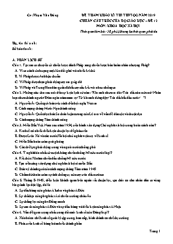 Đề tham khảo kì thi THPT Quốc gia năm 2019 môn Khoa học xã hội 12 - Đề 12 (Có đáp án)