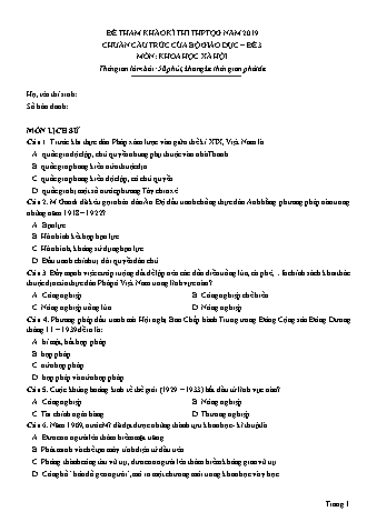 Đề tham khảo kì thi THPT Quốc gia năm 2019 môn Khoa học xã hội (chuẩn cấu trúc của Bộ Giáo dục) - Đề 3 (Có đáp án)