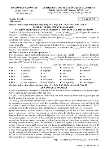 Đề thi chính thức THPT Quốc gia môn Tiếng Pháp - Mã đề: 914 - Năm học 2018 (Có đáp án)