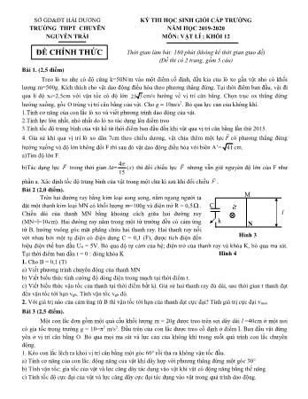 Đề thi chọn học sinh giỏi cấp trường Vật lí Lớp 12 - Năm học 2019-2020 - Trường THPT chuyên Nguyễn Trãi (Có đáp án)