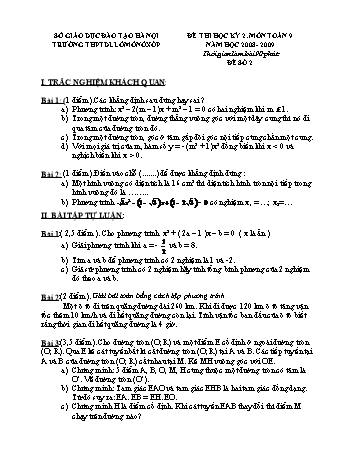 Đề thi học kỳ II môn Toán 9 - Trường THPT M.V. Lômônôxốp (Có đáp án)
