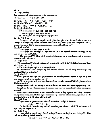 Đề thi học sinh giỏi Hóa học Lớp 8 - Đề 13 (Có đáp án)