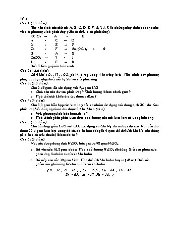 Đề thi học sinh giỏi Hóa học Lớp 8 - Đề 4 (Có hướng dẫn chấm)
