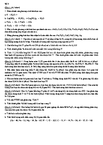 Đề thi học sinh giỏi Hóa học Lớp 8 - Đề 9 (Có đáp án)