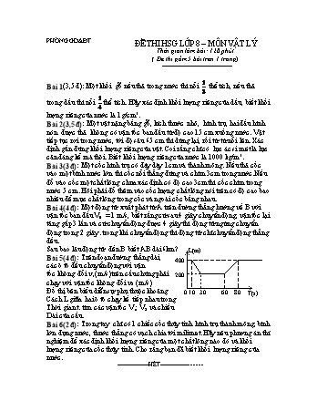 Đề thi học sinh giỏi Vật lý Lớp 8 (Có hướng dẫn chấm)