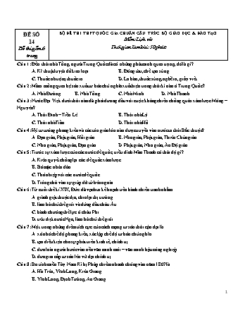 Đề thi THPT Quốc gia chuẩn cấu trúc Bộ Giáo dục & Đào tạo môn Lịch sử - Đề số 14 (Có đáp án)