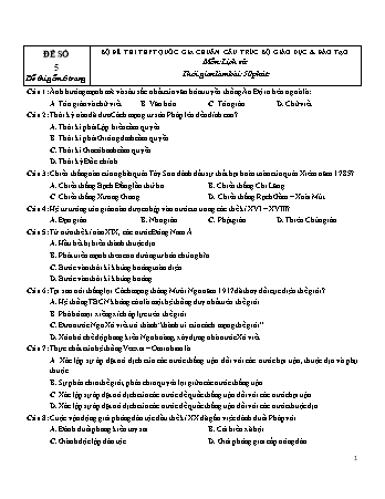 Đề thi THPT Quốc gia chuẩn cấu trúc Bộ Giáo dục & Đào tạo môn Lịch sử - Đề số 5 (Có đáp án)