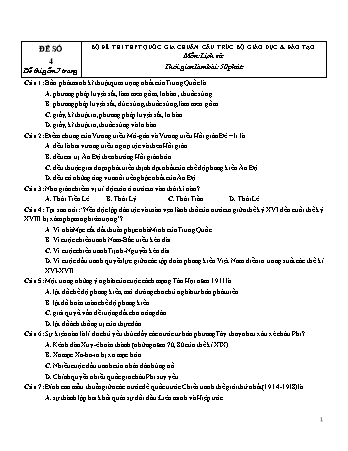 Đề thi THPT Quốc gia chuẩn cấu trúc Bộ Giáo dục & Đào tạo môn Lịch sử - Đề số 4 (Có đáp án)