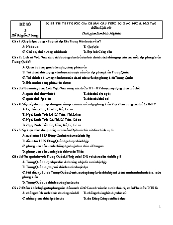 Đề thi THPT Quốc gia chuẩn cấu trúc Bộ Giáo dục & Đào tạo môn Lịch sử - Đề số 3 (Có đáp án)