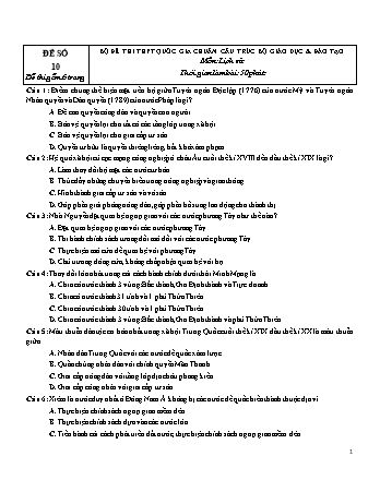 Đề thi THPT Quốc gia chuẩn cấu trúc Bộ Giáo dục & Đào tạo môn Lịch sử - Đề số 10 (Có đáp án)