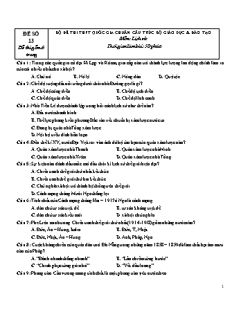 Đề thi THPT Quốc gia chuẩn cấu trúc Bộ Giáo dục & Đào tạo môn Lịch sử - Đề số 13 (Có đáp án)