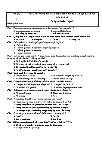 Đề thi THPT Quốc gia chuẩn cấu trúc Bộ Giáo dục & Đào tạo môn Lịch sử - Đề số 1 (Có đáp án)