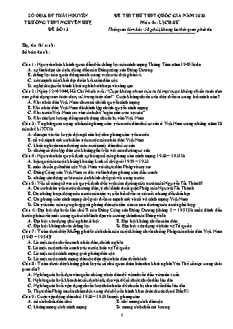 Đề thi thử THPT QG 2019 lần 1 môn Lịch sử - Trường THPT Chuyên Bắc Ninh (Có lời giải)