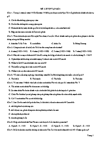 Đề thi thử THPT Quốc gia 2019 môn Lịch sử 12 - Đề luyện tập số 2 (Có lời giải)