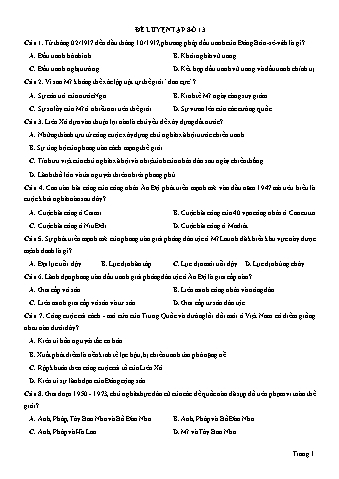 Đề thi thử THPT Quốc gia 2019 môn Lịch sử 12 - Đề luyện tập số 13 (Có lời giải)