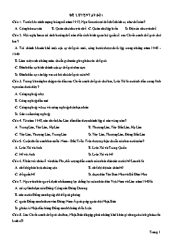 Đề thi thử THPT Quốc gia 2019 môn Lịch sử 12 - Đề luyện tập số 1 (Có lời giải)