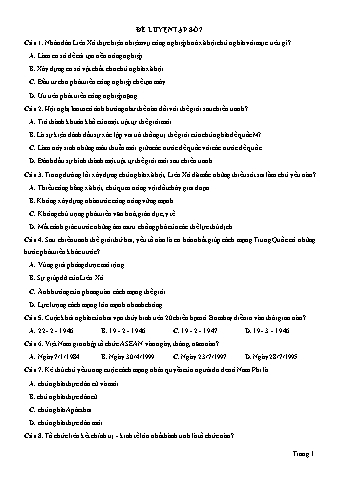 Đề thi thử THPT Quốc gia 2019 môn Lịch sử 12 - Đề luyện tập số 7 (Có lời giải)