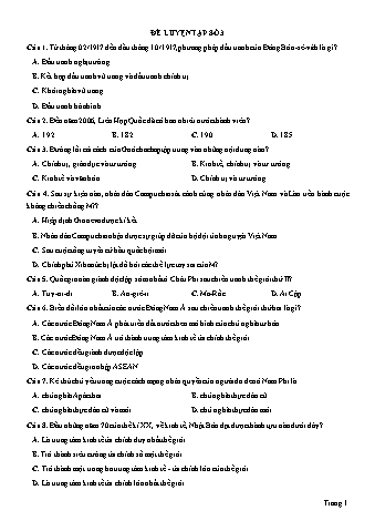 Đề thi thử THPT Quốc gia 2019 môn Lịch sử 12 - Đề luyện tập số 3 (Có lời giải)