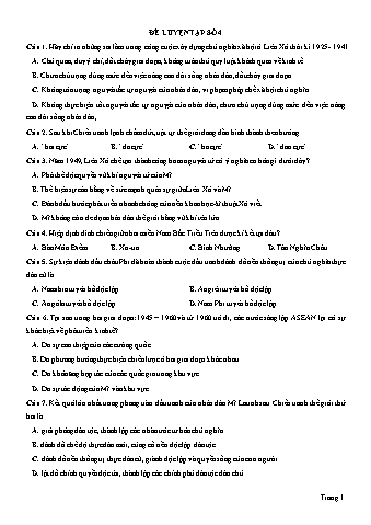 Đề thi thử THPT Quốc gia 2019 môn Lịch sử 12 - Đề luyện tập số 4 (Có lời giải)