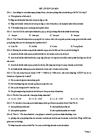 Đề thi thử THPT Quốc gia 2019 môn Lịch sử 12 - Đề luyện tập số 9 (Có lời giải)