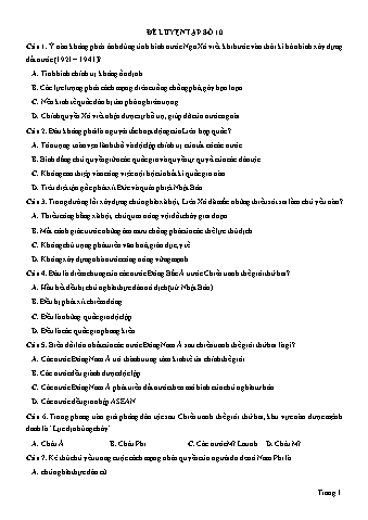 Đề thi thử THPT Quốc gia 2019 môn Lịch sử 12 - Đề luyện tập số 10 (Có lời giải)