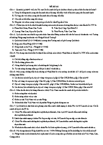 Đề thi thử THPT Quốc gia 2019 môn Lịch sử 12 - Ôn luyện đề thi mẫu - Đề 1 (Có đáp án)