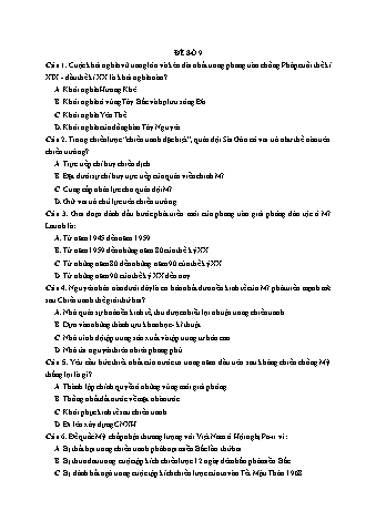 Đề thi thử THPT Quốc gia 2019 môn Lịch sử 12 - Ôn luyện đề thi mẫu - Đề 9 (Có đáp án)