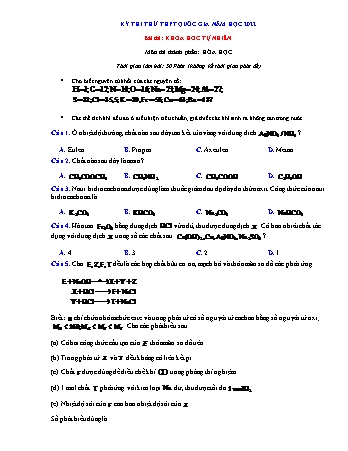 Đề thi thử THPT Quốc gia Hóa học - Năm học 2021-2022 (Có đáp án)