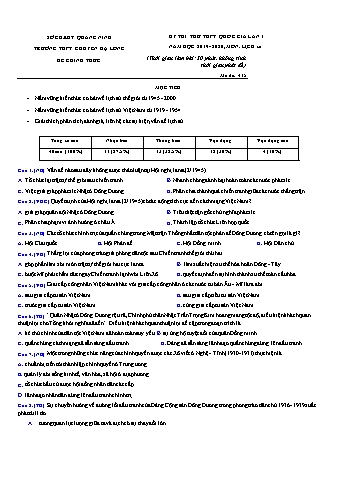 Đề thi thử THPT Quốc gia lần 1 môn Lịch sử - Năm học 2019-2020 - Trường THPT Chuyên Hạ Long (Có lời giải)