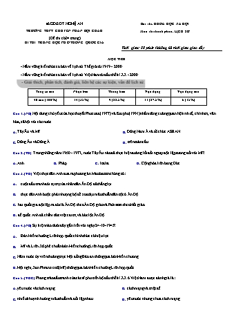 Đề thi thử THPT Quốc gia môn Lịch sử - Năm 2020 - Trường THPT Chuyên Phan Bội Châu (Có lời giải)