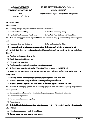 Đề thi thử THPT Quốc gia năm 2019 lần 1 môn Lịch sử 12 - Sở GD-ĐT Hà Nội (Có lời giải)