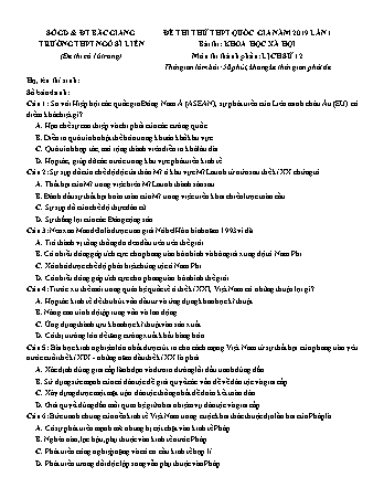 Đề thi thử THPT Quốc gia năm 2019 lần 1 môn Lịch sử 12 - Trường THPT Ngô Sĩ Liên (Có lời giải)