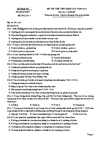 Đề thi thử THPT Quốc gia năm 2019 lần 1 môn Lịch sử (Có lời giải)