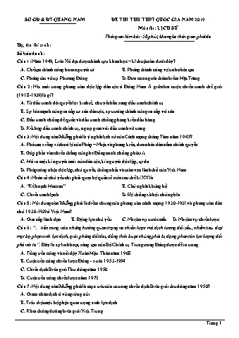 Đề thi thử THPT Quốc gia năm 2019 môn Lịch sử 12 - Sở GD-ĐT Quảng Nam (Có lời giải)