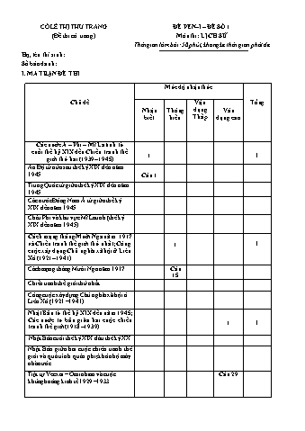 Đề thi thử THPT Quốc gia năm 2019 môn Lịch sử - Đề số 1 - Lê Thị Thu Trang (Có đáp án)