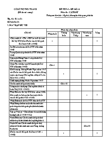 Đề thi thử THPT Quốc gia năm 2019 môn Lịch sử - Đề số 10 - Lê Thị Thu Trang (Có đáp án)