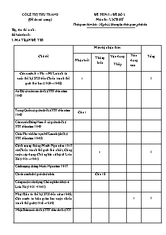 Đề thi thử THPT Quốc gia năm 2019 môn Lịch sử - Đề số 2 - Lê Thị Thu Trang (Có đáp án)