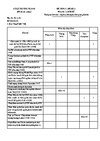 Đề thi thử THPT Quốc gia năm 2019 môn Lịch sử - Đề số 3 - Lê Thị Thu Trang (Có đáp án)