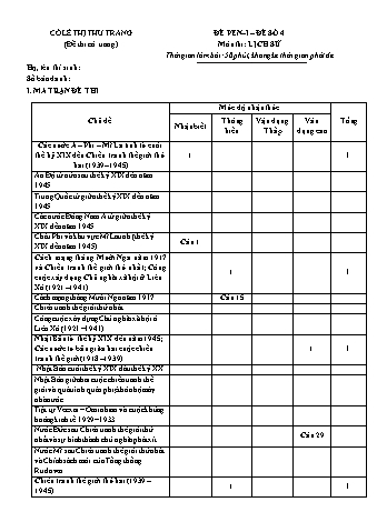 Đề thi thử THPT Quốc gia năm 2019 môn Lịch sử - Đề số 4 - Lê Thị Thu Trang (Có đáp án)