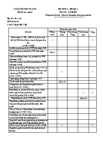 Đề thi thử THPT Quốc gia năm 2019 môn Lịch sử - Đề số 6 - Lê Thị Thu Trang (Có đáp án)