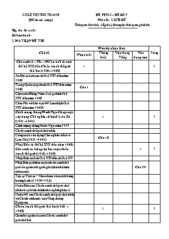Đề thi thử THPT Quốc gia năm 2019 môn Lịch sử - Đề số 7 - Lê Thị Thu Trang (Có đáp án)