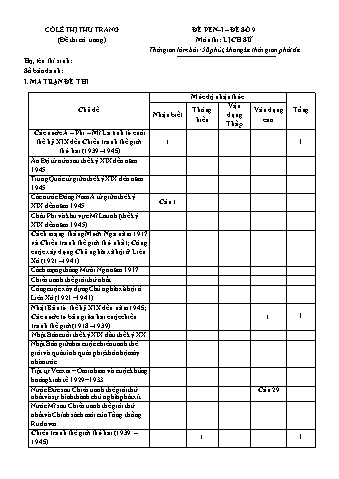 Đề thi thử THPT Quốc gia năm 2019 môn Lịch sử - Đề số 9 - Lê Thị Thu Trang (Có đáp án)