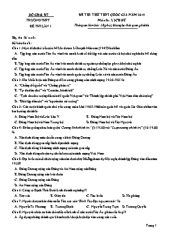 Đề thi thử THPT Quốc gia năm 2019 môn Lịch sử Lớp 12 (Có lời giải)