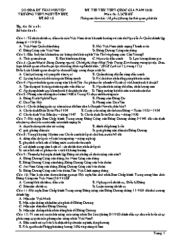 Đề thi thử THPT Quốc gia năm 2020 môn Lịch sử 12 - Trường THPT Nguyễn Huệ - Đề số 15 (Có lời giải)