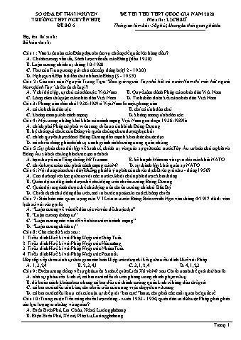 Đề thi thử THPT Quốc gia năm 2020 môn Lịch sử 12 - Trường THPT Nguyễn Huệ - Đề số 6 (Có lời giải)