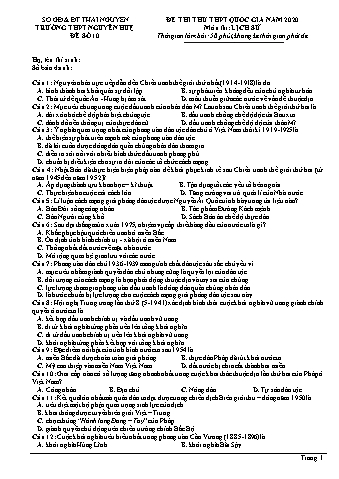 Đề thi thử THPT Quốc gia năm 2020 môn Lịch sử 12 - Trường THPT Nguyễn Huệ - Đề số 10 (Có lời giải)