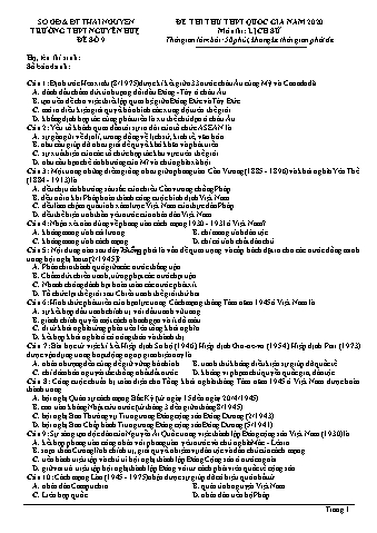 Đề thi thử THPT Quốc gia năm 2020 môn Lịch sử 12 - Trường THPT Nguyễn Huệ - Đề số 9 (Có lời giải)