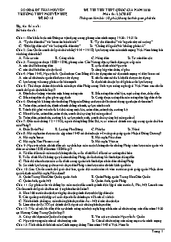 Đề thi thử THPT Quốc gia năm 2020 môn Lịch sử 12 - Trường THPT Nguyễn Huệ - Đề số 18 (Có lời giải)